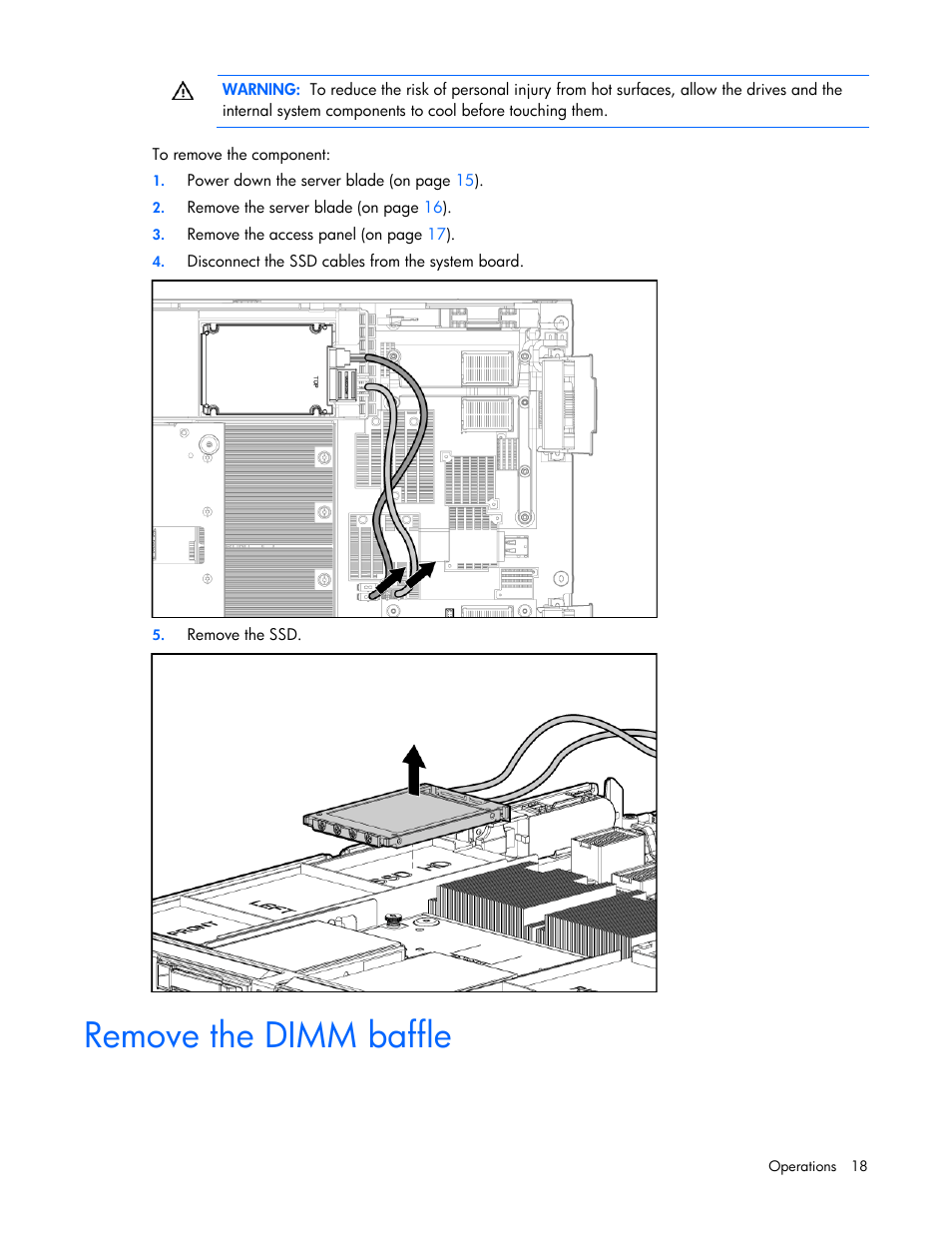 Remove the dimm baffle | HP BL685C G6 User Manual | Page 18 / 106