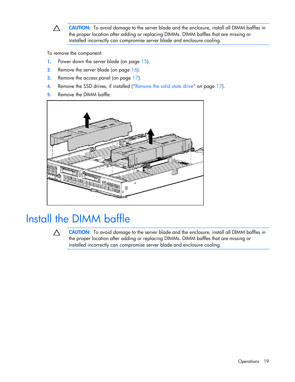 Install the dimm baffle | HP BL685C G6 User Manual | Page 19 / 106