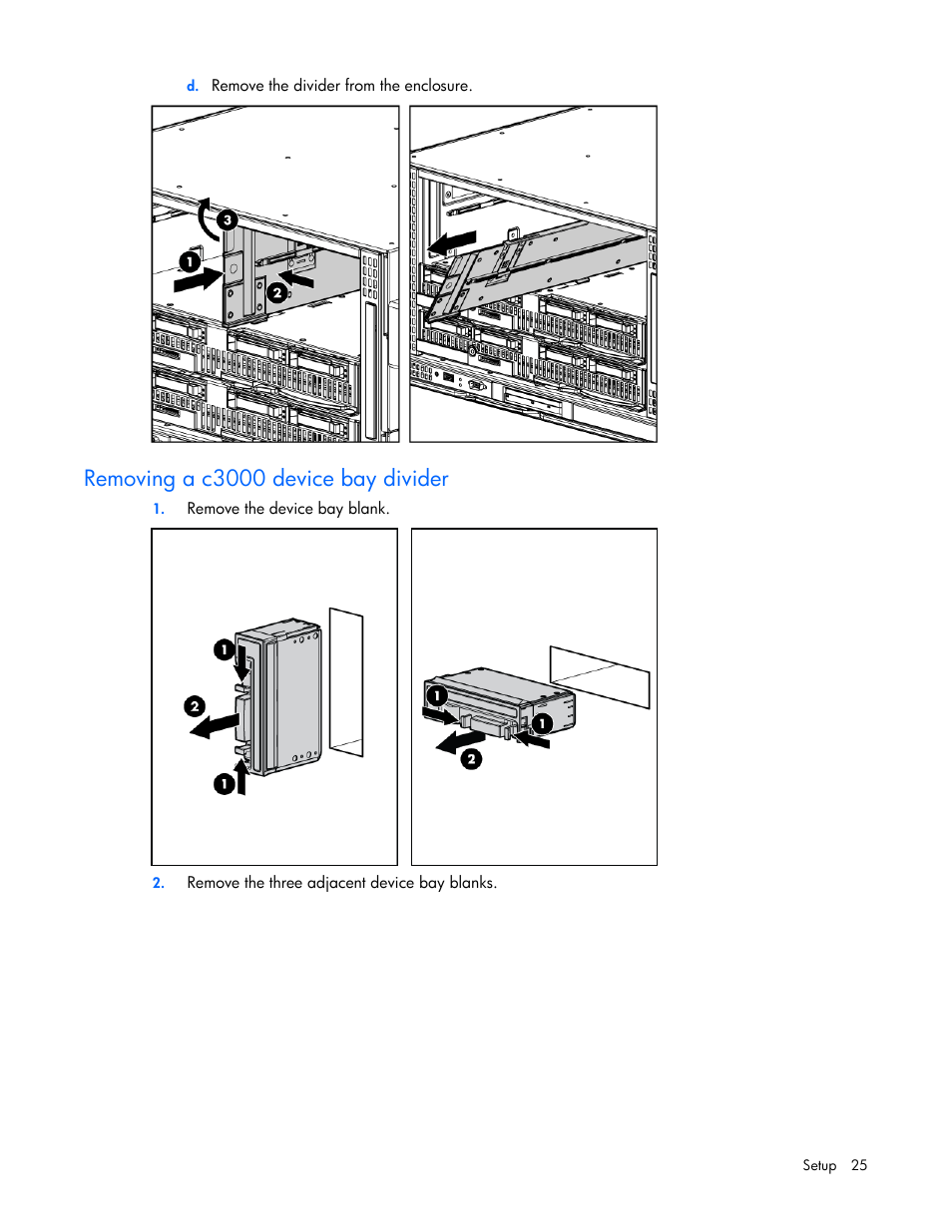 Removing a c3000 device bay divider | HP BL685C G6 User Manual | Page 25 / 106