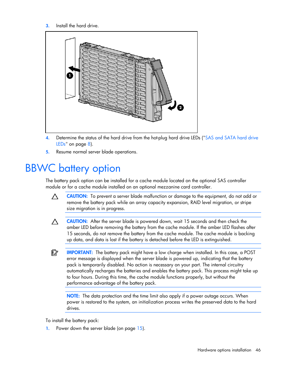 Bbwc battery option | HP BL685C G6 User Manual | Page 46 / 106