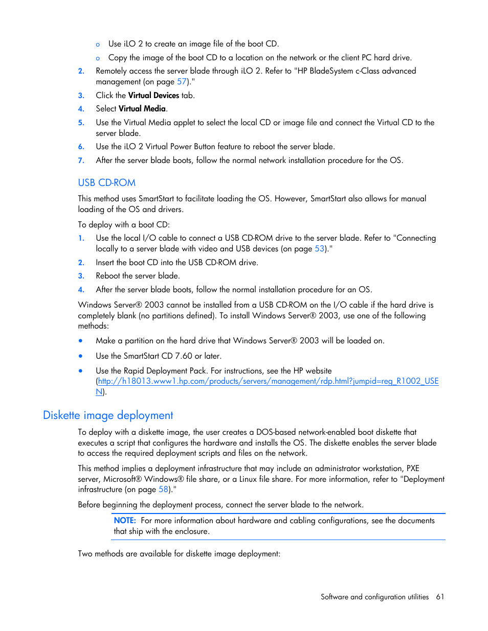 Diskette image deployment | HP BL685C G6 User Manual | Page 61 / 106