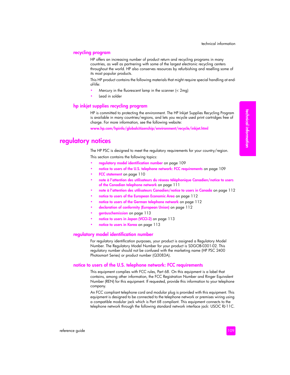 Regulatory notices | HP 2400 User Manual | Page 119 / 166