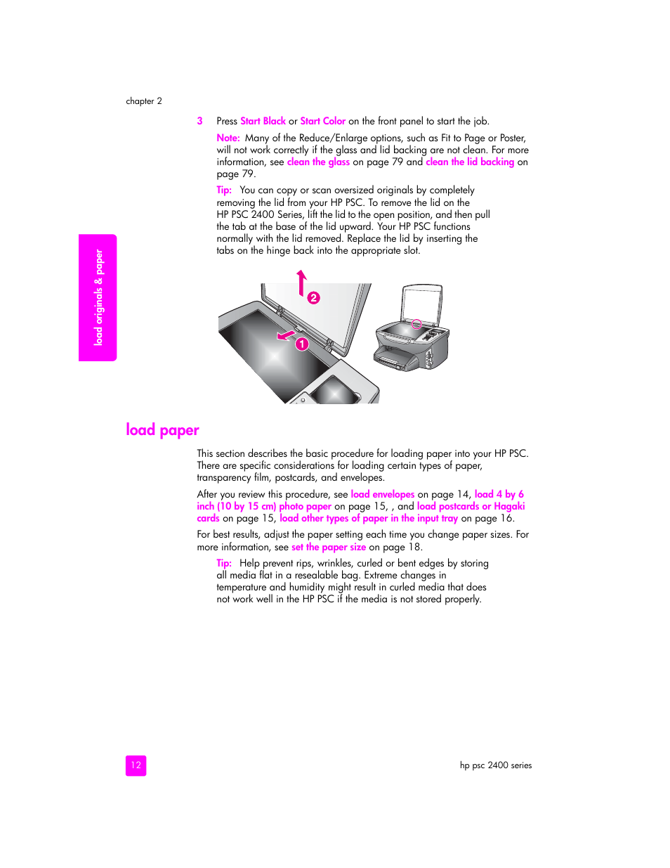 Load paper | HP 2400 User Manual | Page 22 / 166