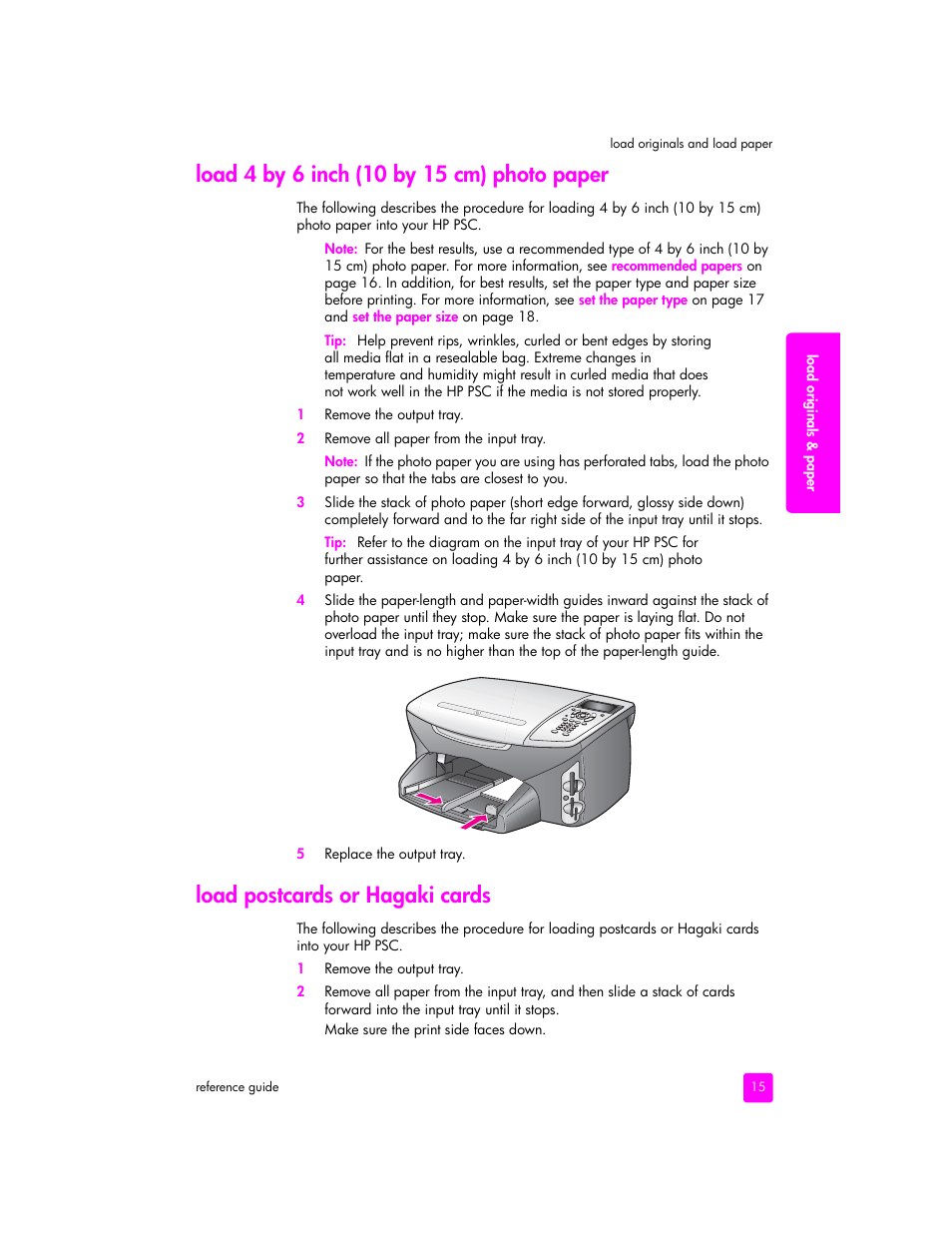 Load postcards or hagaki cards | HP 2400 User Manual | Page 25 / 166