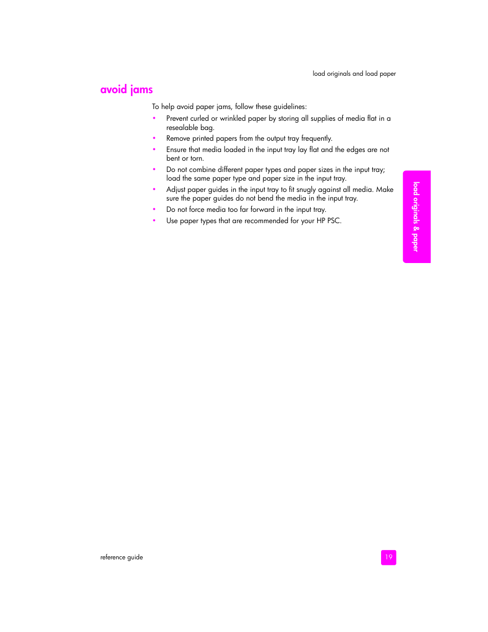 Avoid jams | HP 2400 User Manual | Page 29 / 166