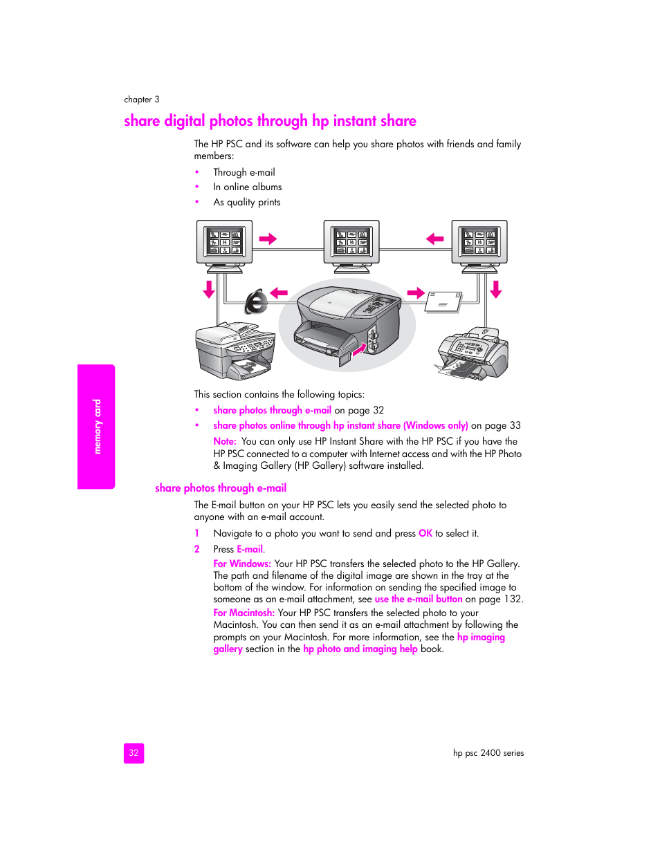 Share digital photos through hp instant share | HP 2400 User Manual | Page 42 / 166