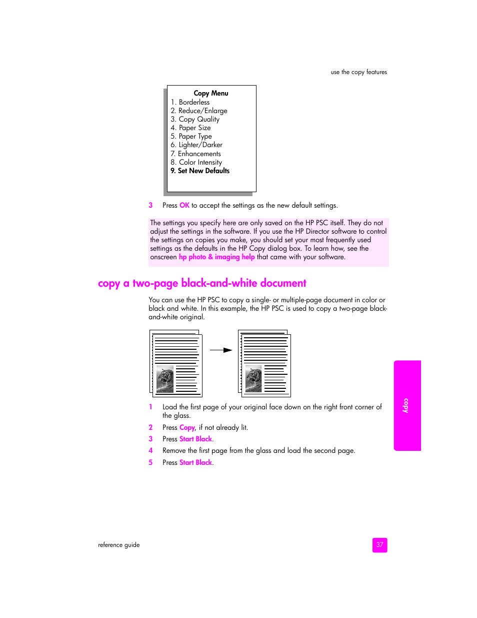 Copy a two-page black-and-white document | HP 2400 User Manual | Page 47 / 166