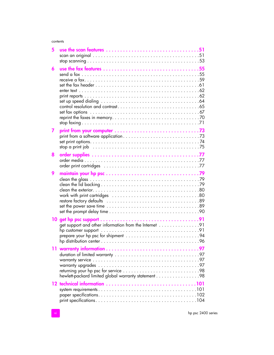 HP 2400 User Manual | Page 6 / 166