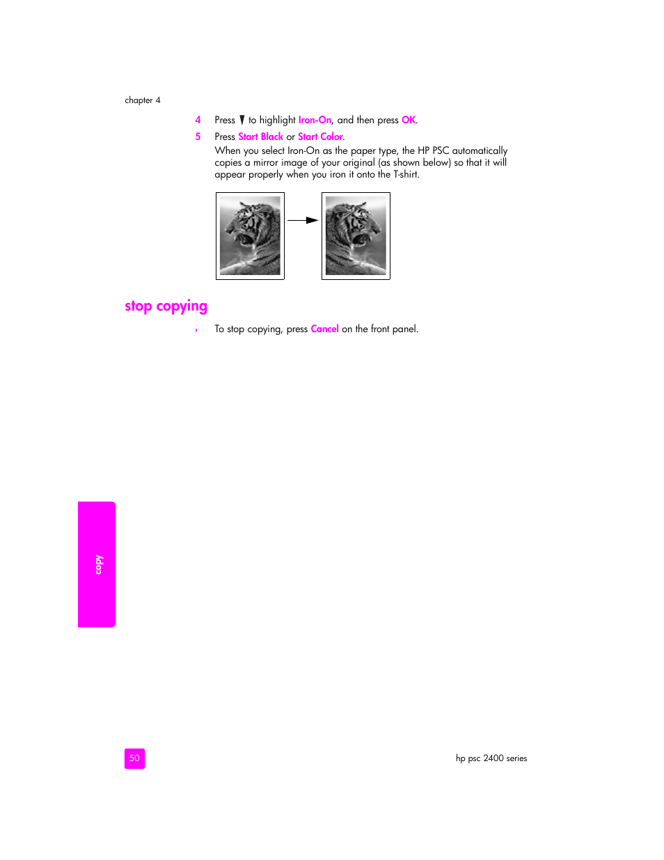 Stop copying | HP 2400 User Manual | Page 60 / 166