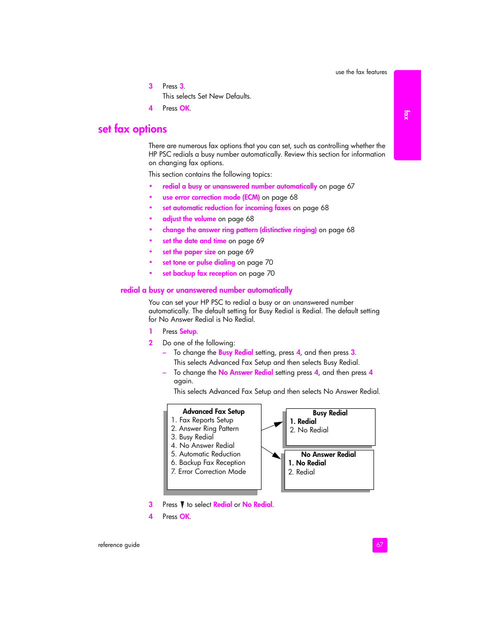 Set fax options | HP 2400 User Manual | Page 77 / 166