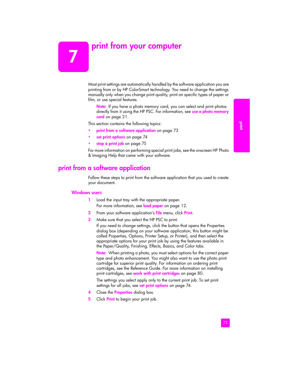 Print from your computer, Print from a software application | HP 2400 User Manual | Page 83 / 166