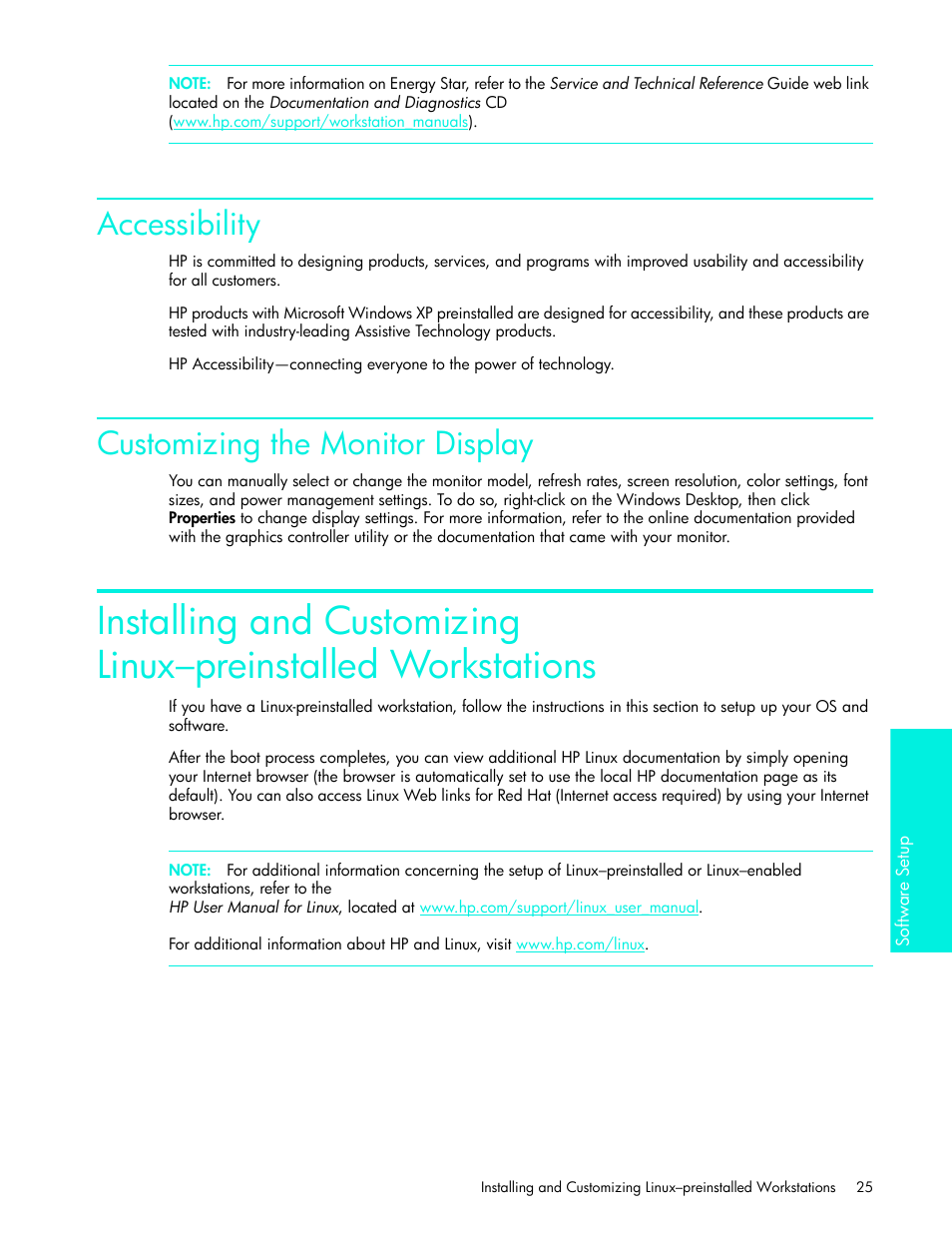 Accessibility, Customizing the monitor display | HP xw4200 User Manual | Page 25 / 46