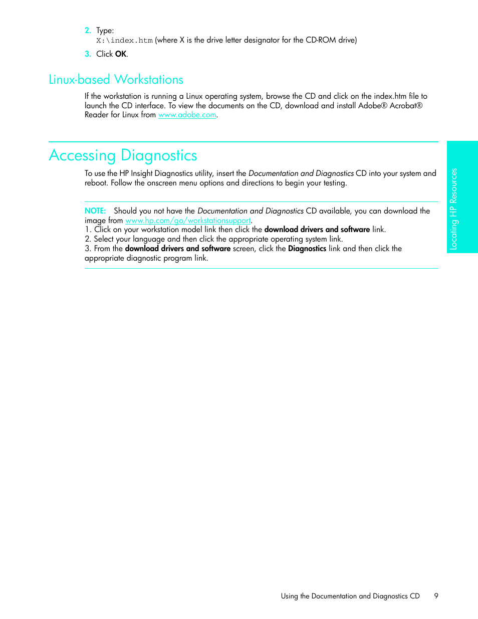 Linux-based workstations, Accessing diagnostics | HP xw4200 User Manual | Page 9 / 46