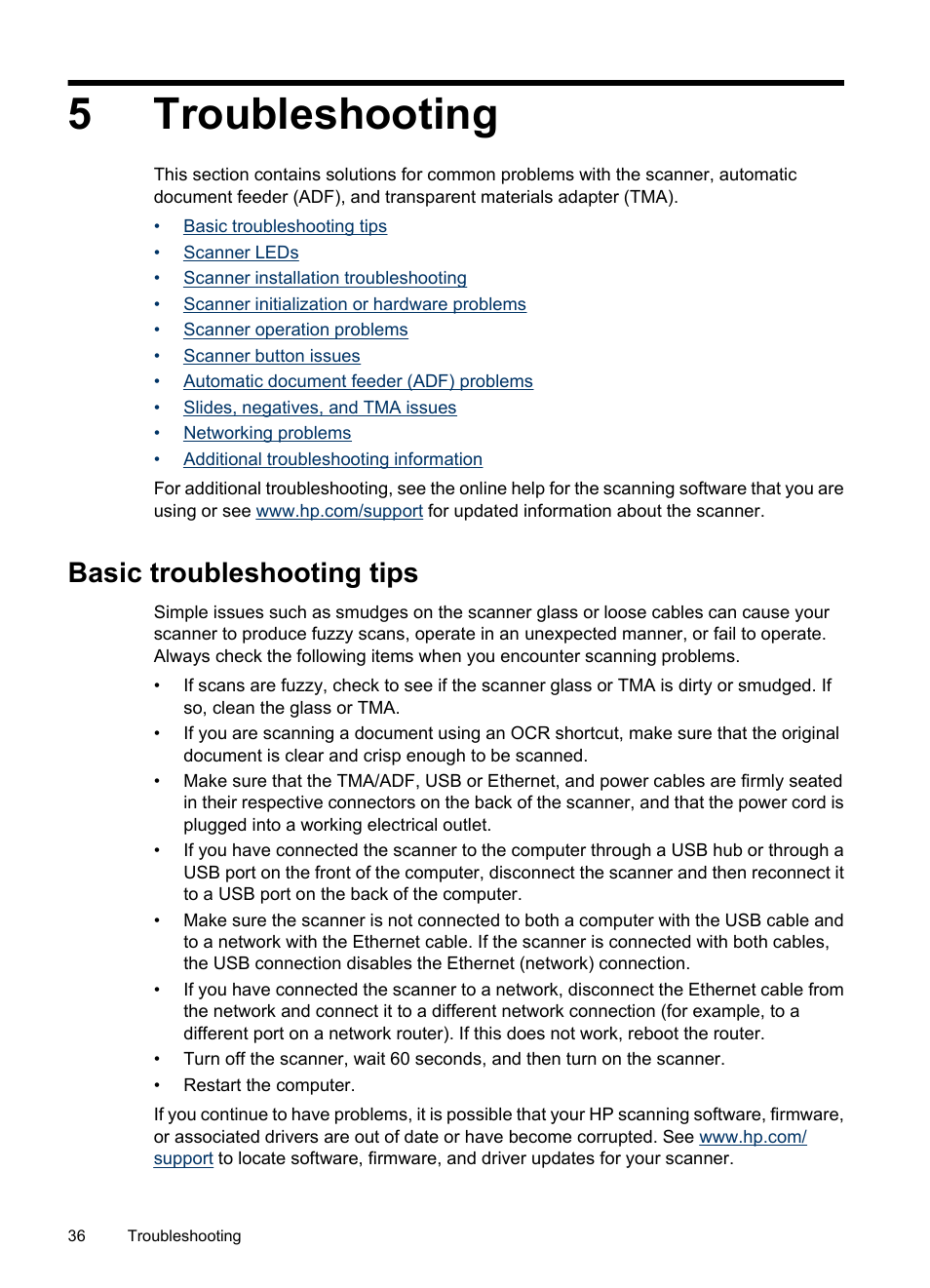 Troubleshooting, Basic troubleshooting tips, 5 troubleshooting | 5troubleshooting | HP N6350 User Manual | Page 38 / 60