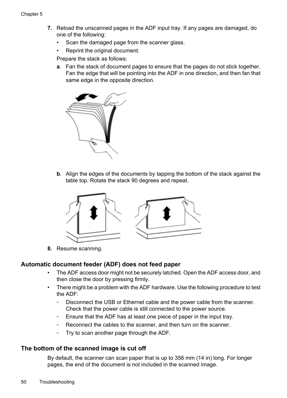 The bottom of the scanned image is cut off | HP N6350 User Manual | Page 52 / 60