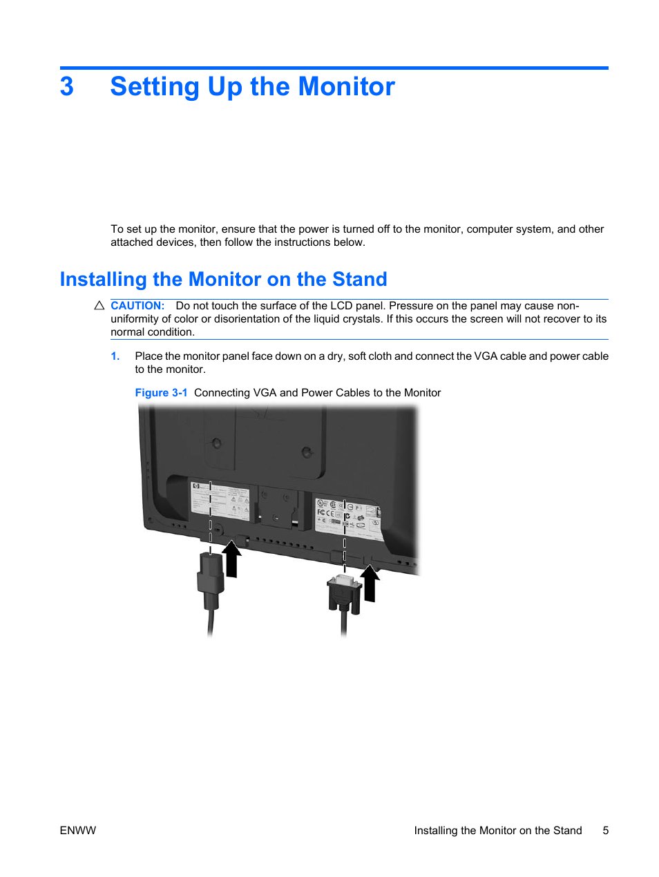 Setting up the monitor, Installing the monitor on the stand, 3 setting up the monitor | 3setting up the monitor | HP LE1911I User Manual | Page 13 / 55