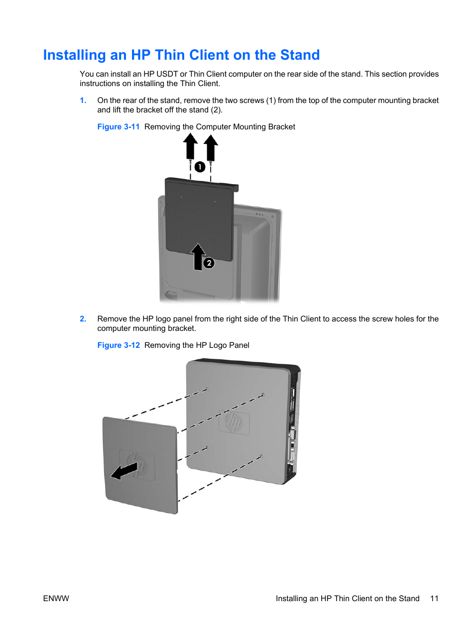 Installing an hp thin client on the stand | HP LE1911I User Manual | Page 19 / 55