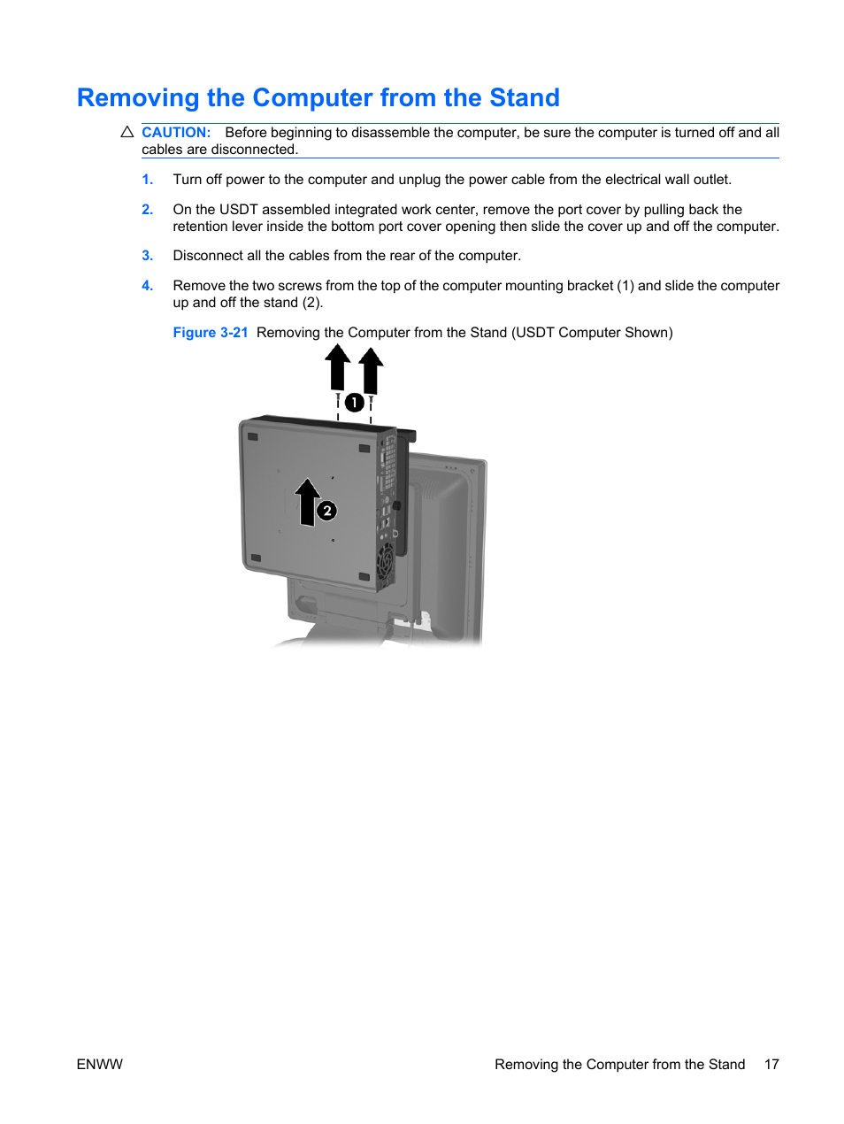 Removing the computer from the stand | HP LE1911I User Manual | Page 25 / 55