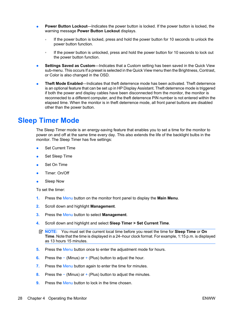 Sleep timer mode | HP LE1911I User Manual | Page 36 / 55