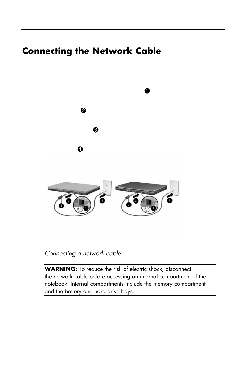 Connecting the network cable | HP Notebook User Manual | Page 105 / 158
