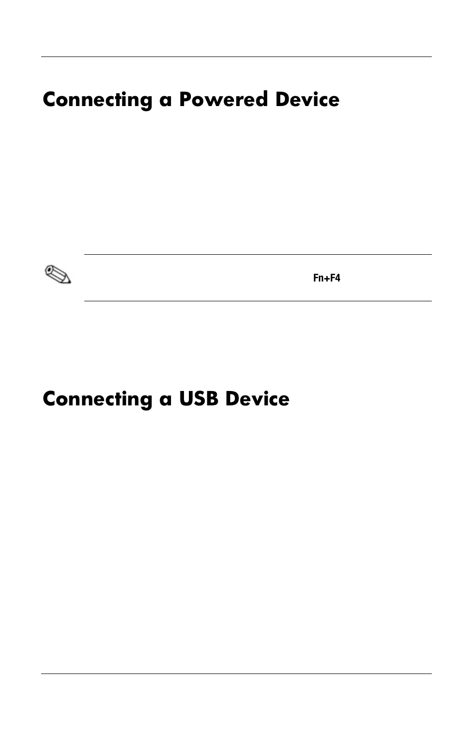 Connecting a powered device, Connecting a usb device | HP Notebook User Manual | Page 110 / 158