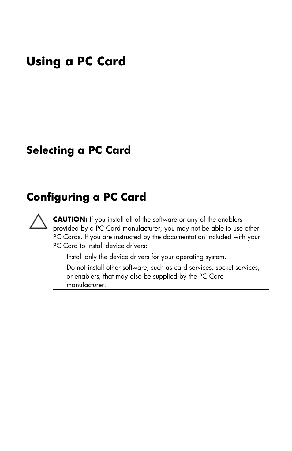 Using a pc card, Selecting a pc card, Configuring a pc card | HP Notebook User Manual | Page 112 / 158