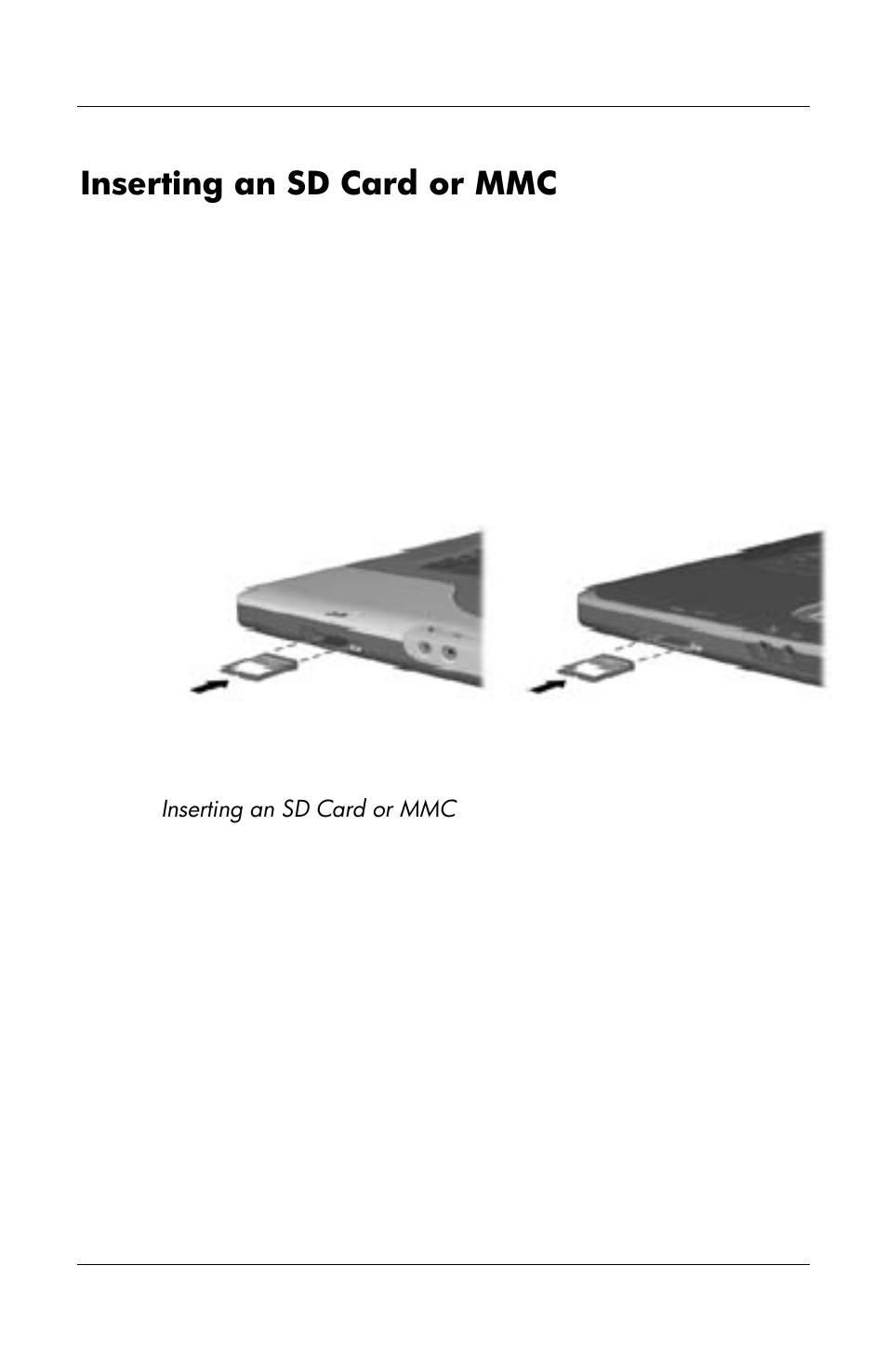 Inserting an sd card or mmc | HP Notebook User Manual | Page 116 / 158