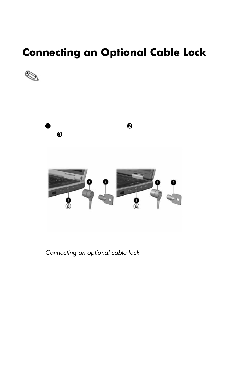 Connecting an optional cable lock | HP Notebook User Manual | Page 124 / 158