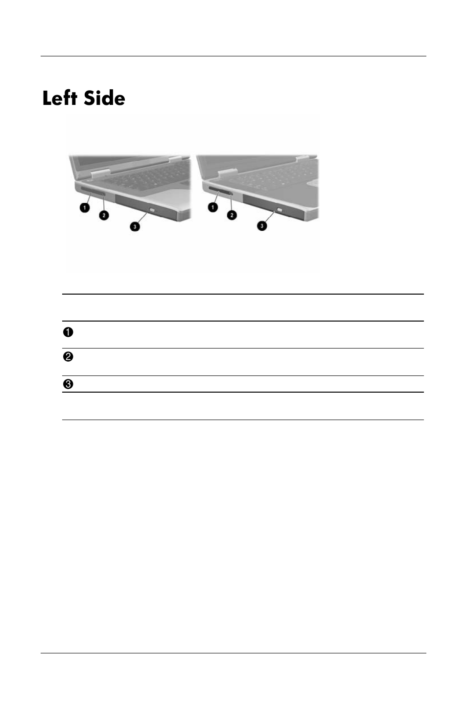 Left side, Left side 1 | HP Notebook User Manual | Page 31 / 158