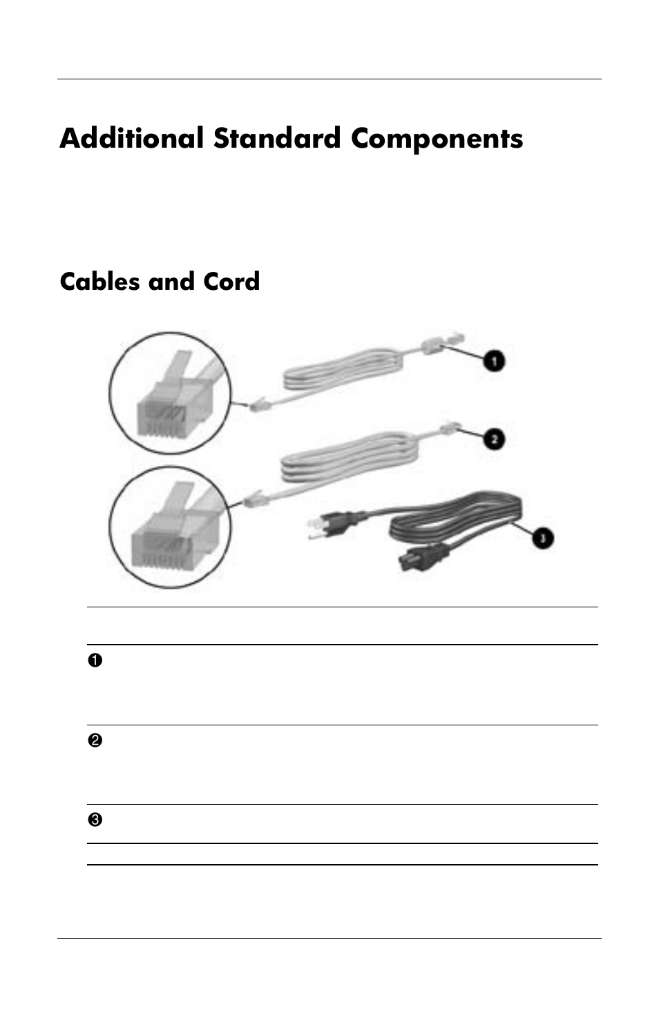 Additional standard components, Cables and cord | HP Notebook User Manual | Page 36 / 158