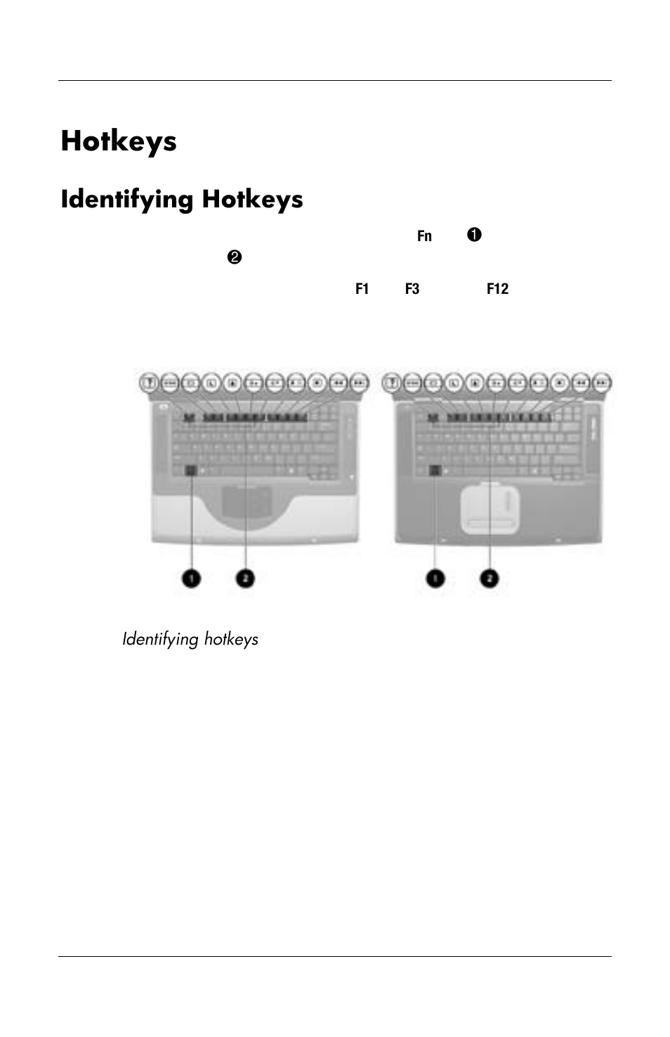 Hotkeys, Identifying hotkeys | HP Notebook User Manual | Page 43 / 158