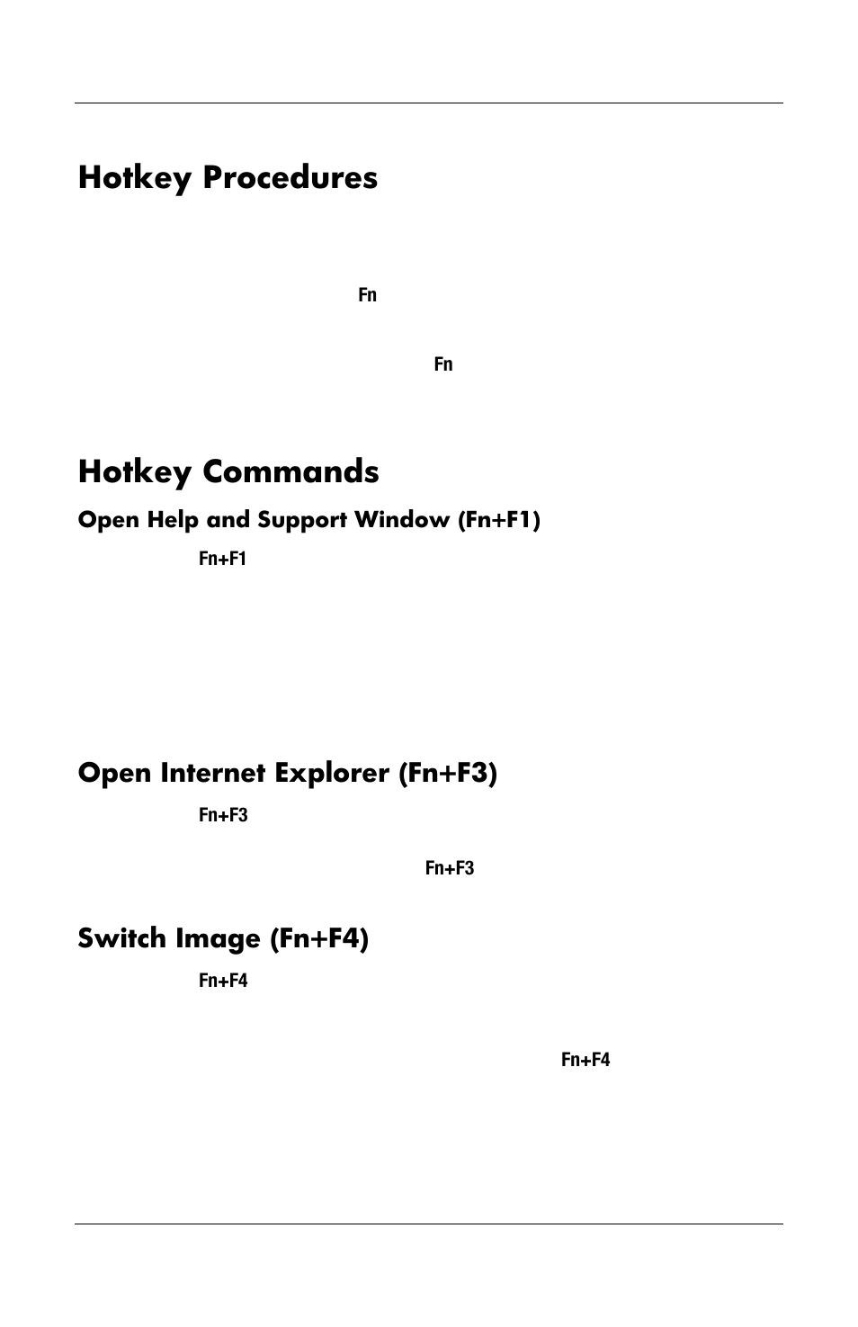 Hotkey procedures, Hotkey commands | HP Notebook User Manual | Page 45 / 158