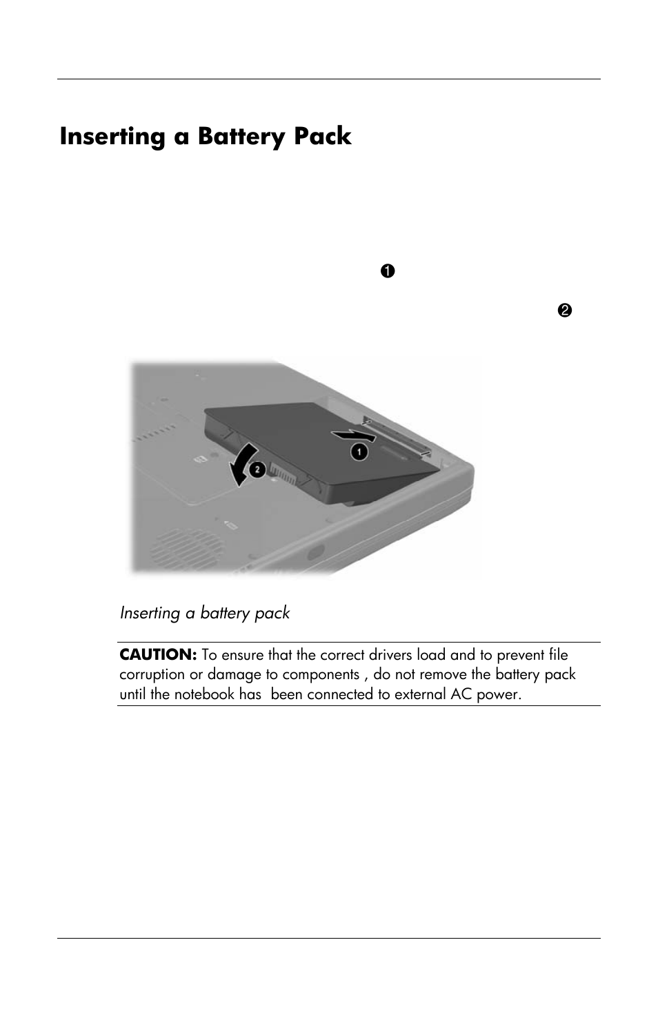 Inserting a battery pack | HP Notebook User Manual | Page 5 / 158