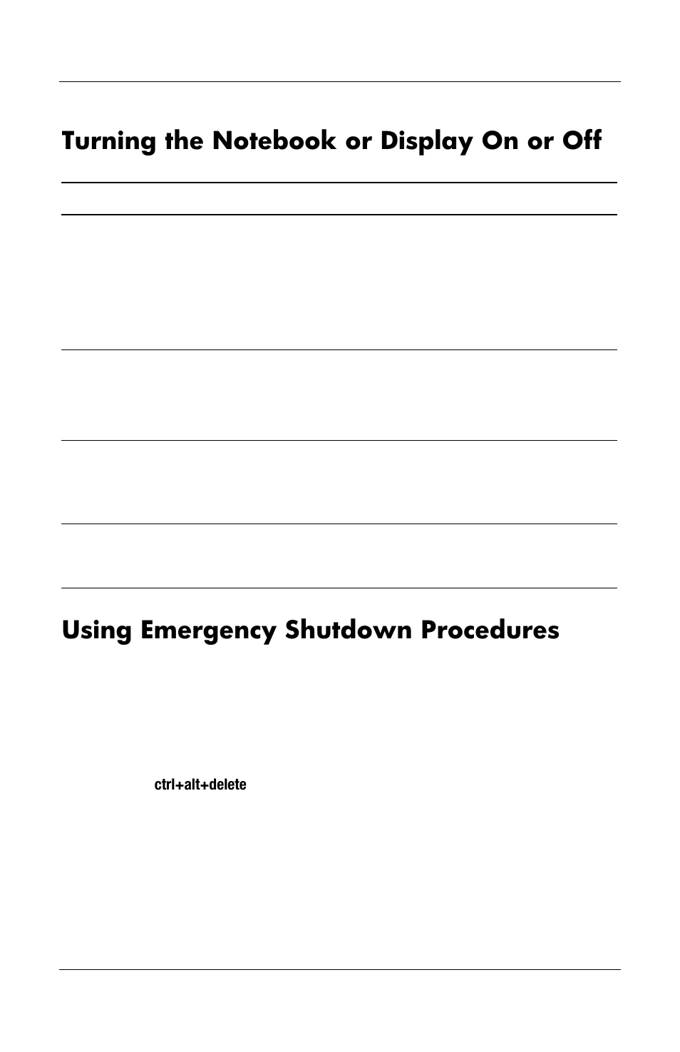 Using emergency shutdown procedures | HP Notebook User Manual | Page 55 / 158