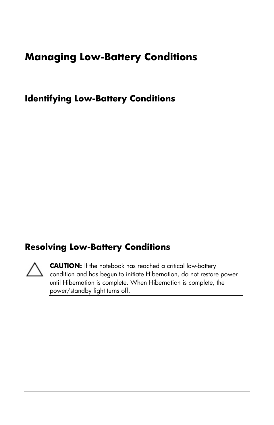 Managing low-battery conditions | HP Notebook User Manual | Page 62 / 158