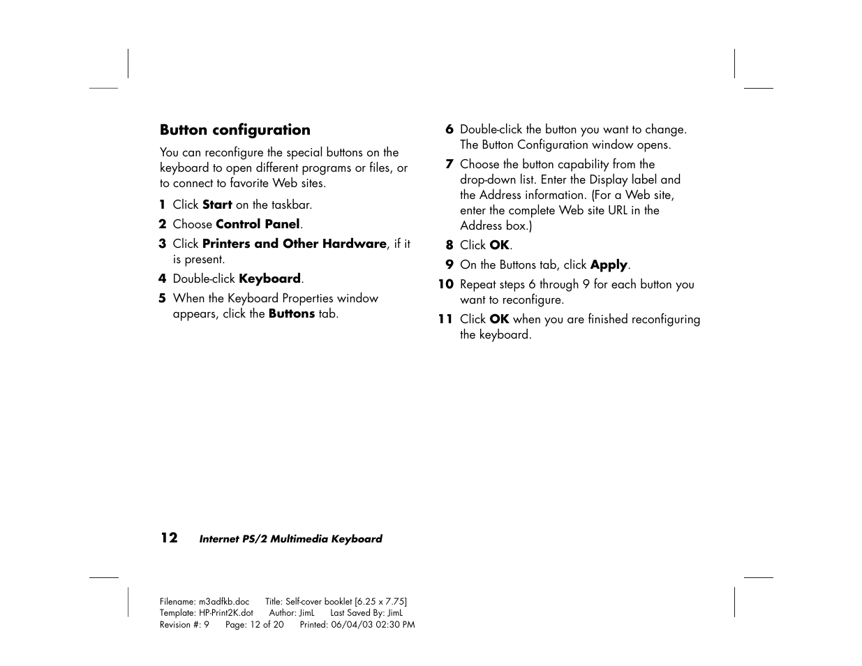 HP PS/2 User Manual | Page 16 / 20