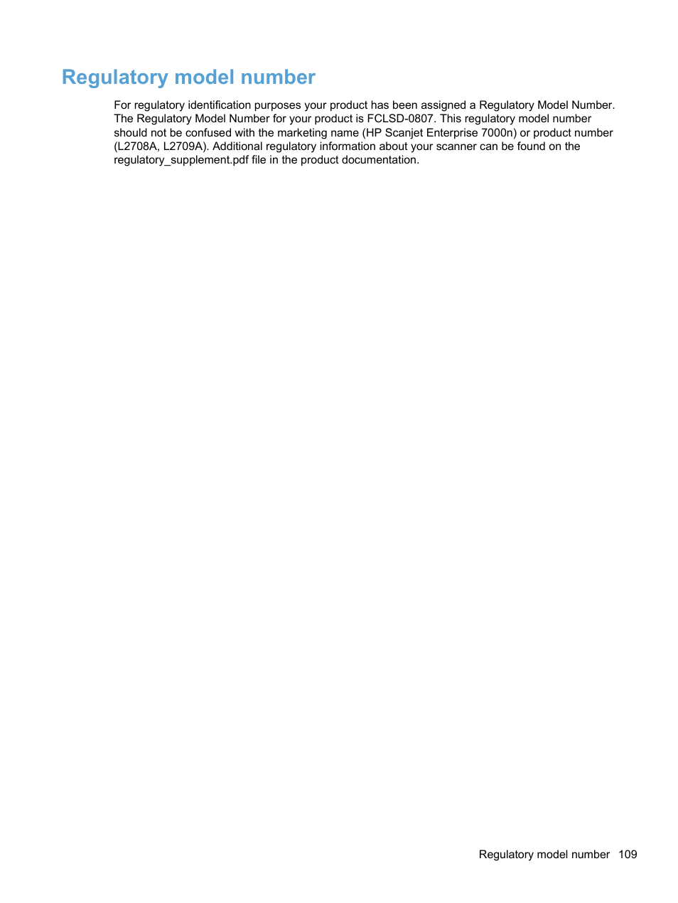 Regulatory model number | HP 7000N User Manual | Page 117 / 124