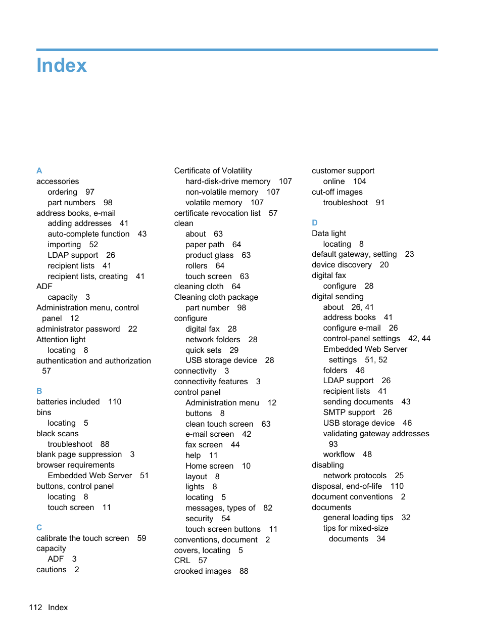 Index | HP 7000N User Manual | Page 120 / 124