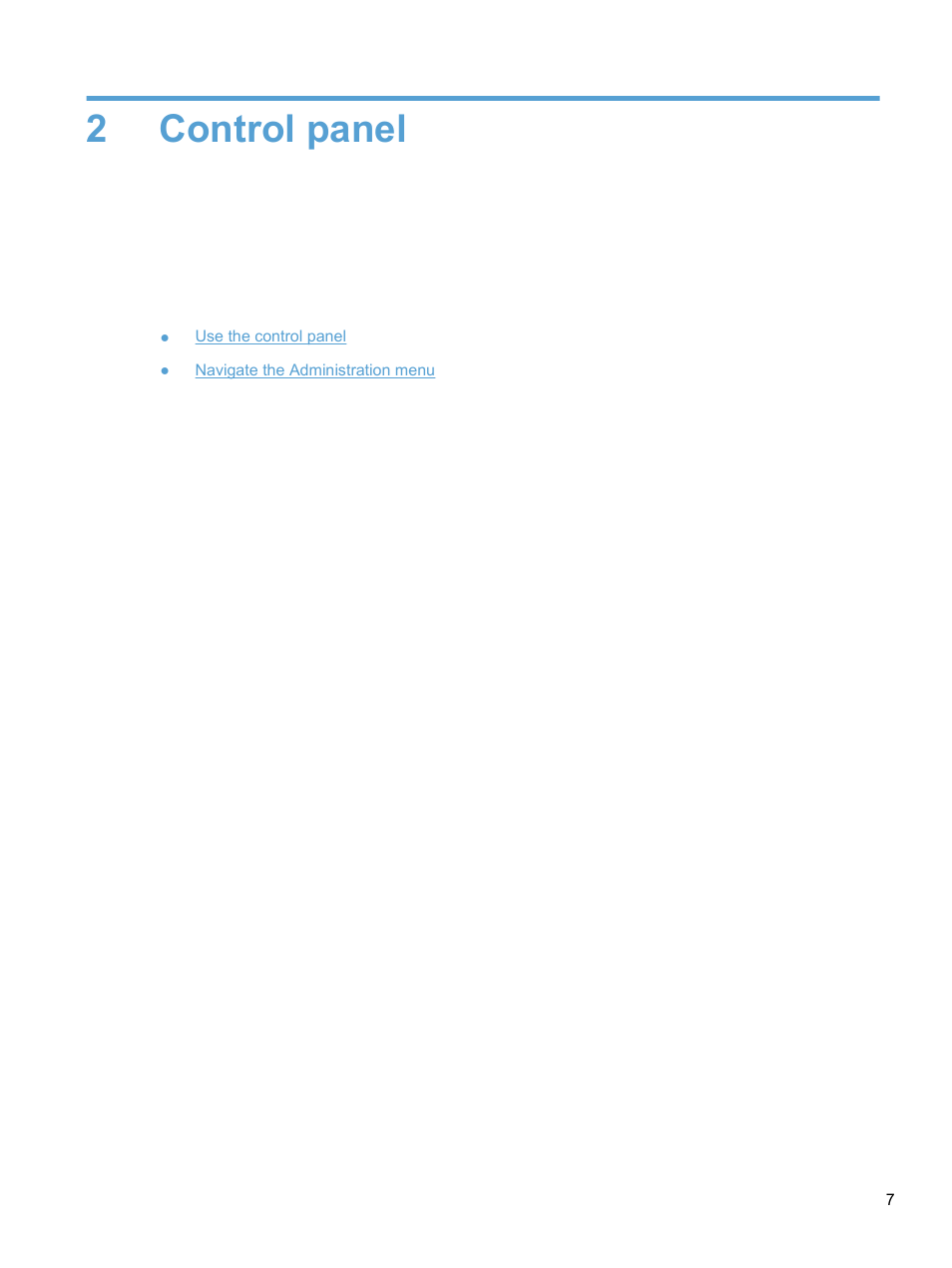 Control panel, 2 control panel, 2control panel | HP 7000N User Manual | Page 15 / 124