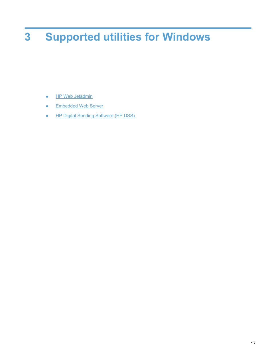 Supported utilities for windows, 3 supported utilities for windows, 3supported utilities for windows | HP 7000N User Manual | Page 25 / 124