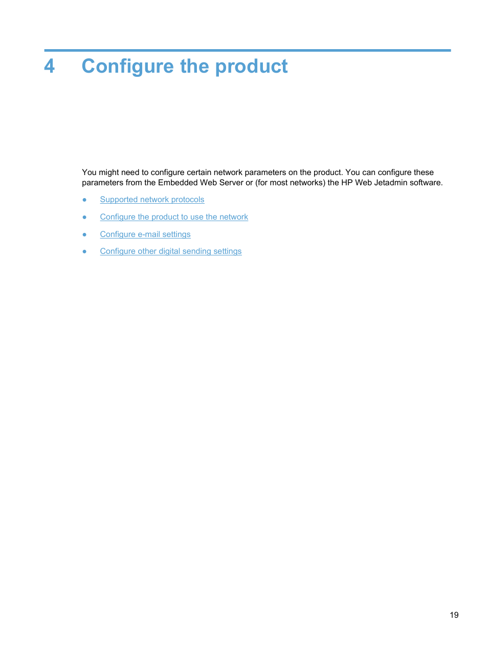 Configure the product, 4 configure the product, 4configure the product | HP 7000N User Manual | Page 27 / 124