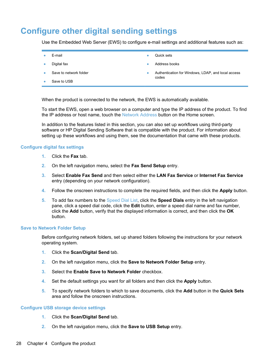 Configure other digital sending settings | HP 7000N User Manual | Page 36 / 124