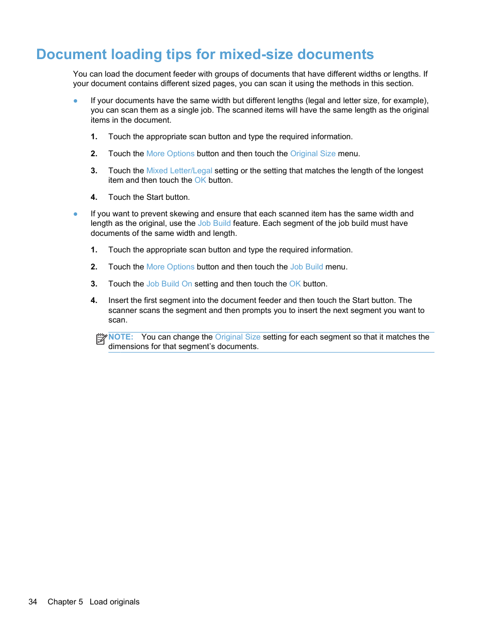 Document loading tips for mixed-size documents | HP 7000N User Manual | Page 42 / 124