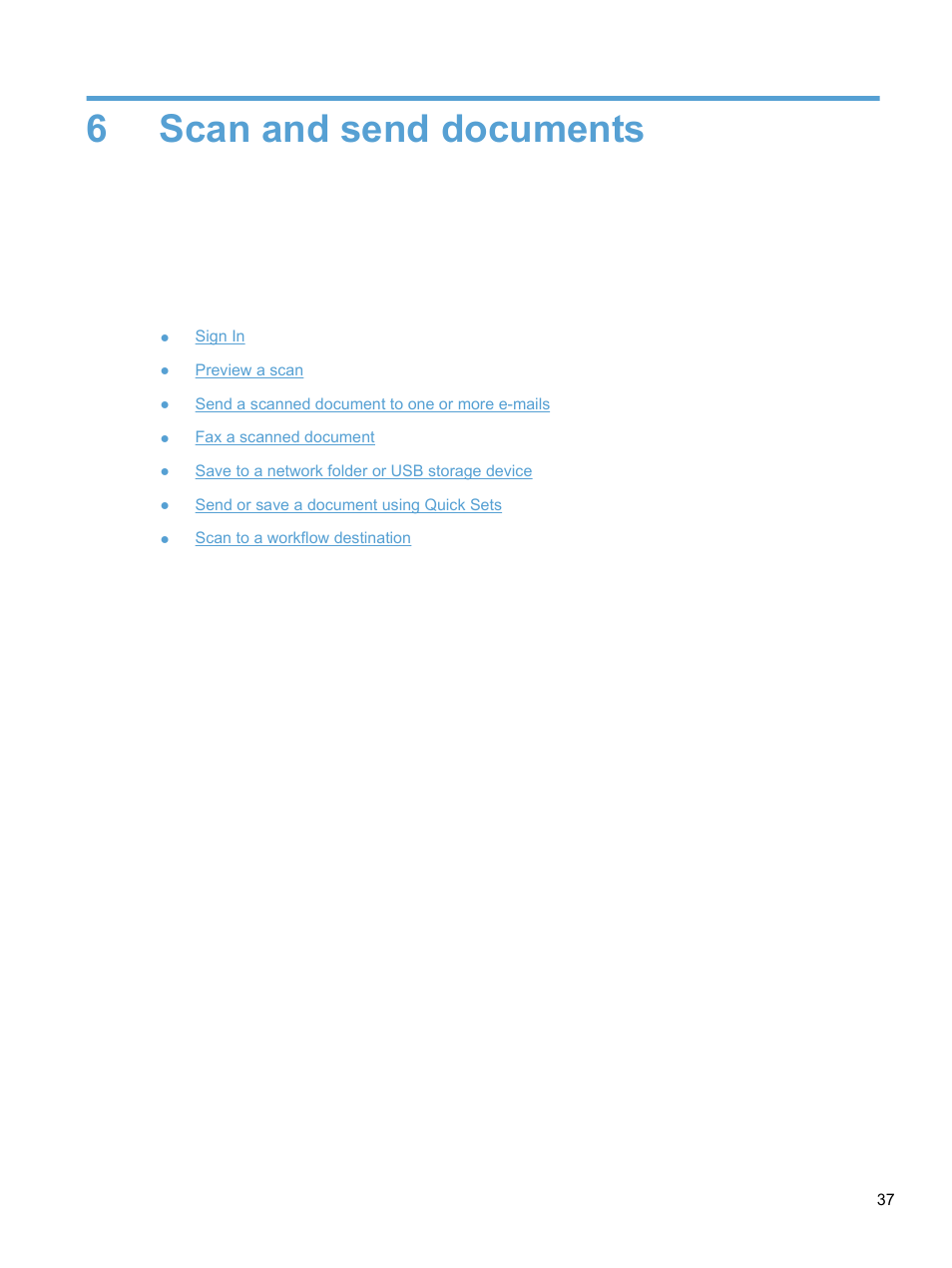 Scan and send documents, 6 scan and send documents, 6scan and send documents | HP 7000N User Manual | Page 45 / 124