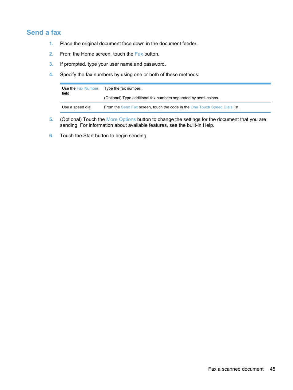 Send a fax | HP 7000N User Manual | Page 53 / 124