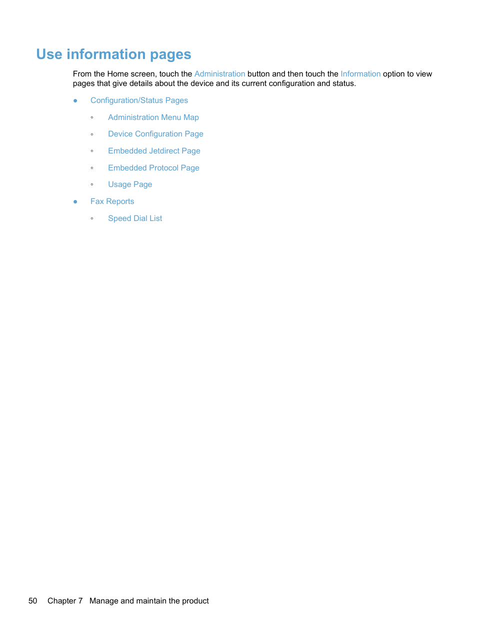 Use information pages | HP 7000N User Manual | Page 58 / 124