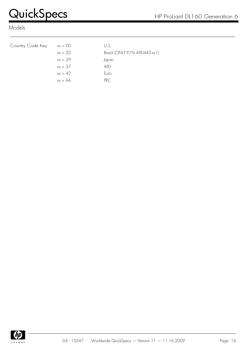Quickspecs | HP DL160 User Manual | Page 14 / 50