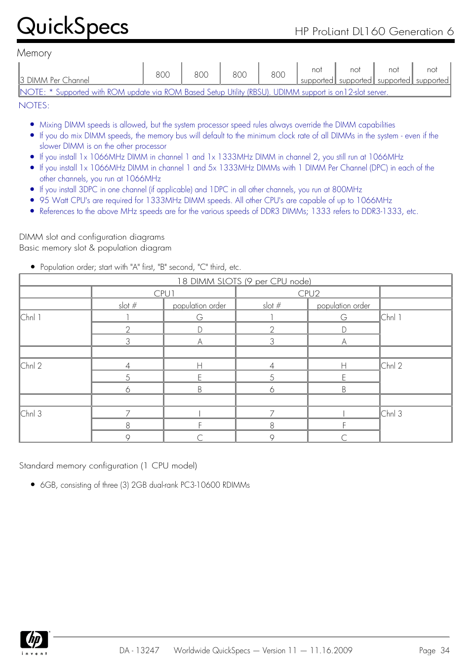 Quickspecs | HP DL160 User Manual | Page 34 / 50