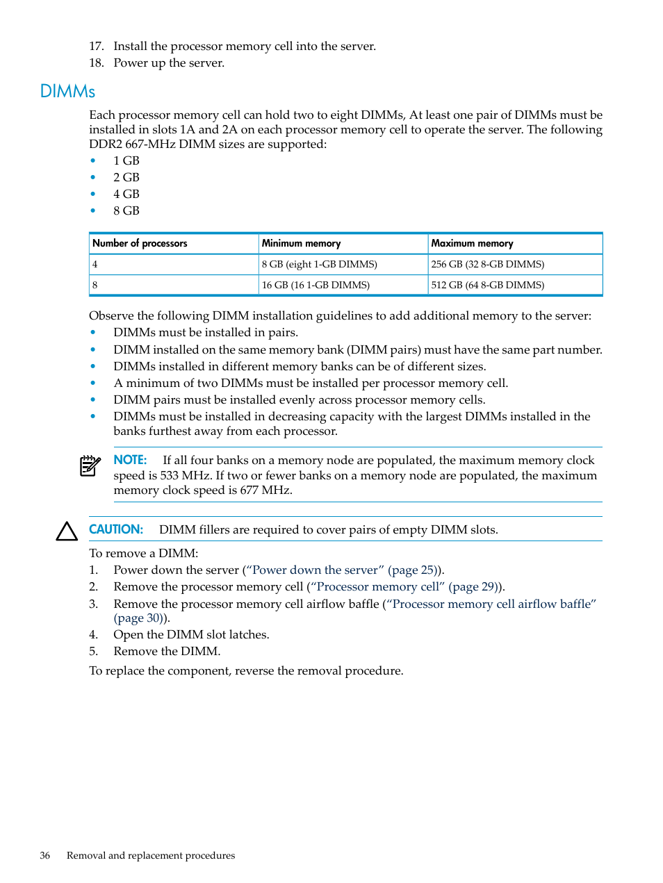 Dimms | HP DL785 User Manual | Page 36 / 90