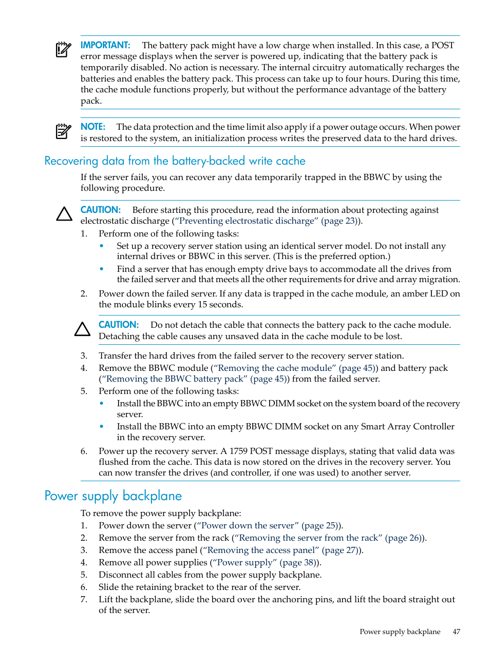 Power supply backplane | HP DL785 User Manual | Page 47 / 90